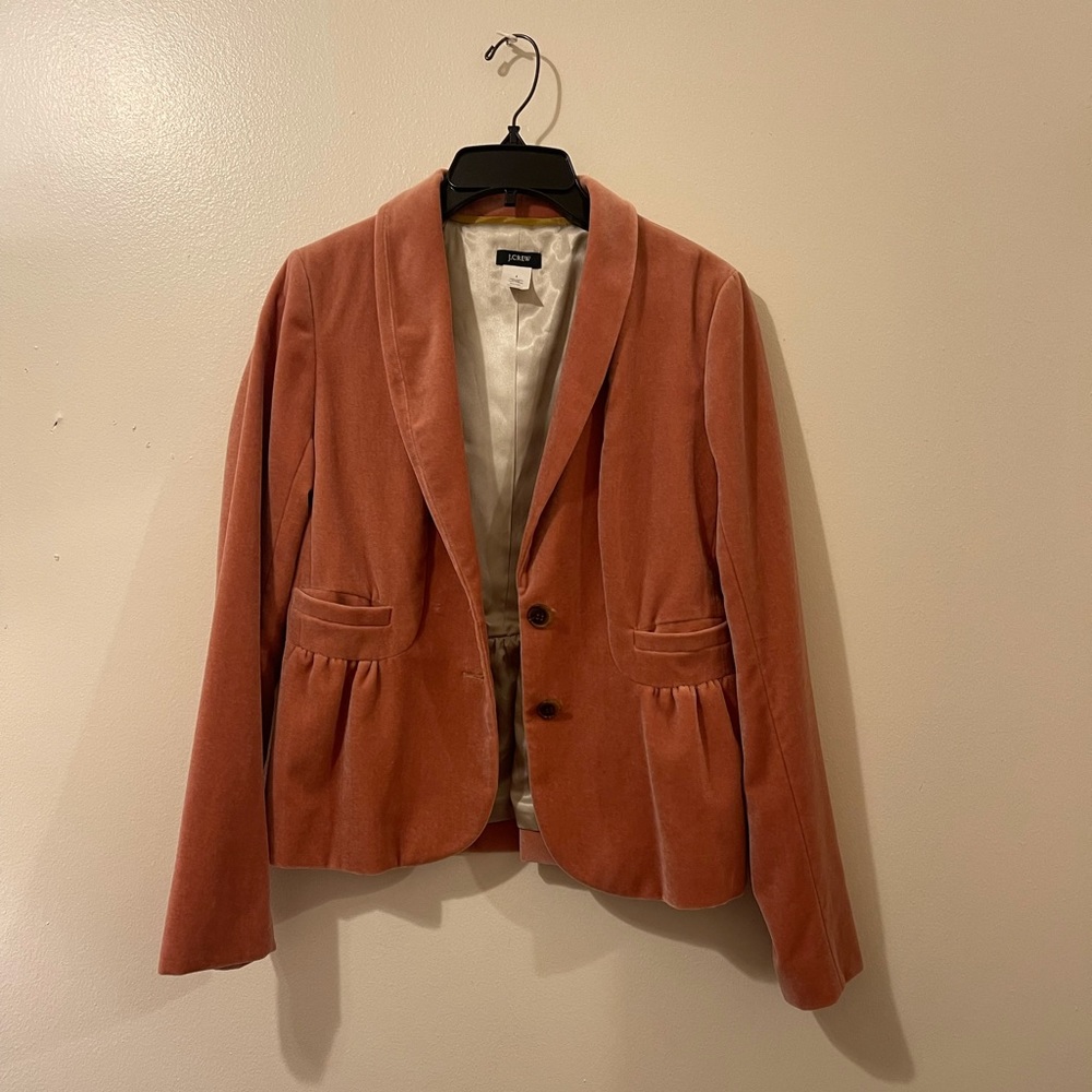 J. Crew Peach Velvet Blazer Size 4